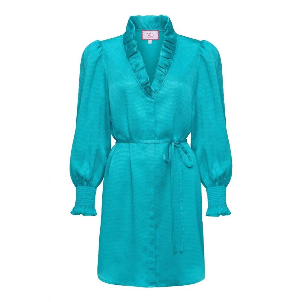 NEW MARY GEORGE women's harper long sleeve dress in bluebird